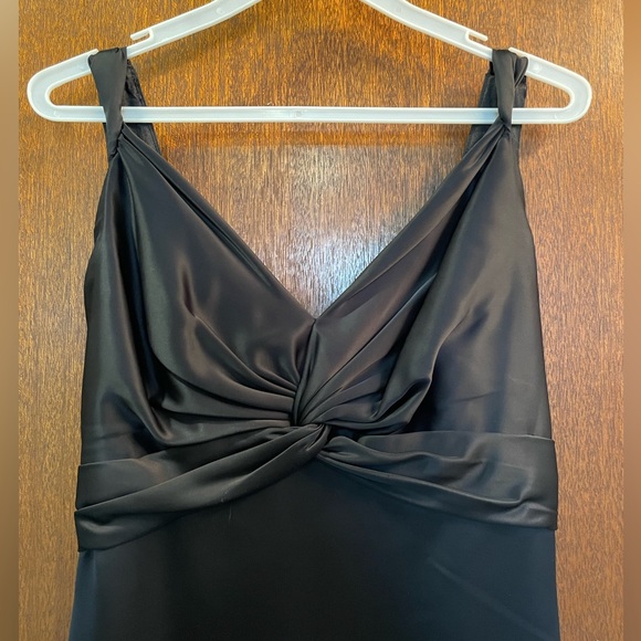 Belsoie Black Satin Grad/Bridesmaid Dress with Twist Front - Picture 3 of 7